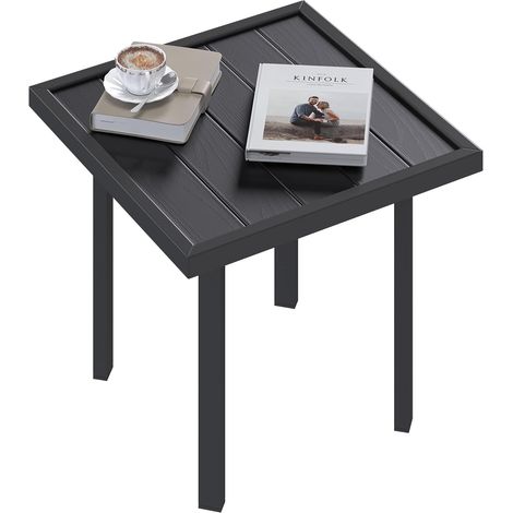 YODOLLA Table Jardin Balcon avec Structure Métallique & Plateau Aspect Bois (1/5)