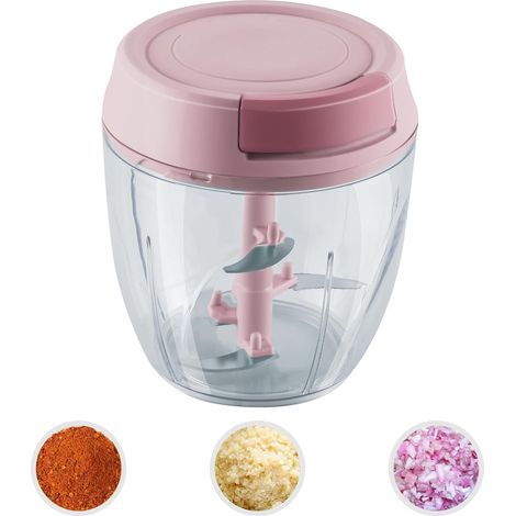 Mini hachoir à ail manuel pour la cuisine, coupe-oignon, hachoir à ail, rose, 900 ml (1/5)