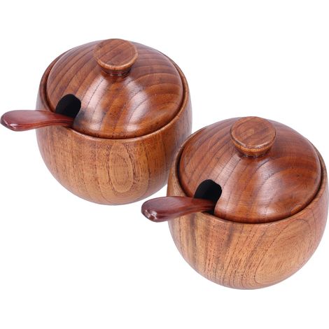 Pot à épices en bois pour sel non toxique et inodore, avec couvercle, ustensile de cuisine (1/5)