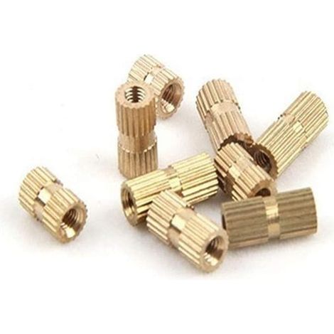 Lot de 100 écrous à insert en laiton M34, moletés oreilles (1/2)