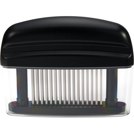 Attendrisseur de viande - pour poulet, bœuf, porc et poisson - 48 sondes ultra-tranchantes en acier inoxydable - Traitement rapide de la viande - Aide en cuisine - Noir - 1 pièce (1/5)