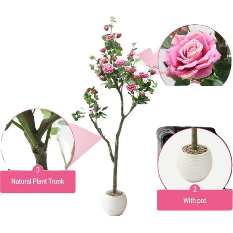 Albero artificiale, design realistico, senza necessità di manutenzione, rosa rossa (1/2)
