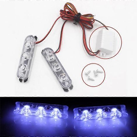 Lot de 2 lampes stroboscopiques à 3 LED 12 V