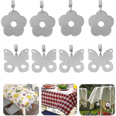 BEBUSINGOTO Contrepoids de nappe, 8 pièces pour table d'extérieur et contrepoids de nappe, pince décorative en acier inoxydable (1/5)