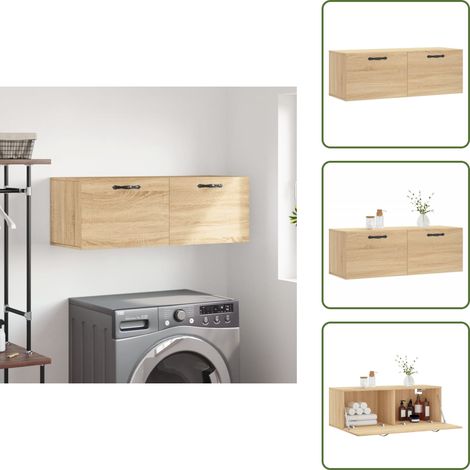 The Living Store Armoire murale chêne sonoma 100x36,5x35 cm bois d'ingénierie - Rangement mur (1/5)