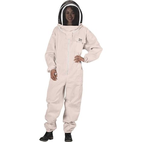 Ein Paar Imkeroveralls aus Naturbaumwolle + ein Paar Schaffellhandschuhe