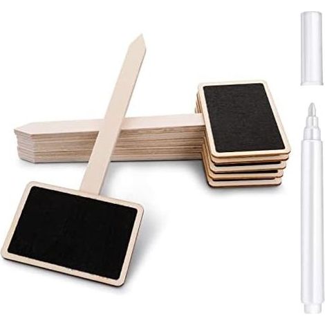 Set mit 20 Holz-Gartenetiketten – Kreidetafel mit Stift für Zimmer- und Gartenpflanzen, Kräuter, Blumen, Gemüse und Töpfe (1/5)