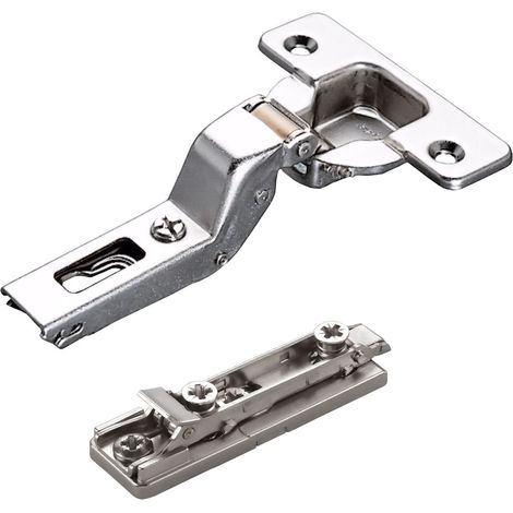 2 x Salice Topfband 110° Serie 200 Bohrbild T52 Innenanschlag inkl. Linear-Montageplatte Höhe 6 mm mit vormontierten Euroschrauben und Exzenterverstellung Topfscharnier von SOTECH (1/4)