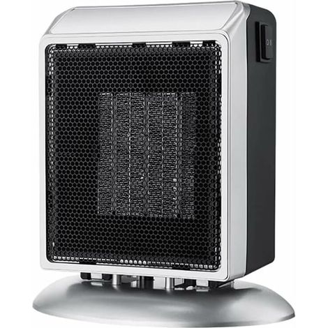 Electric Fan Heater, 400W/900W Portable Ceramic Heater with Overheat and Tip-over Protection for Bedroom Office,Silver (1/4)