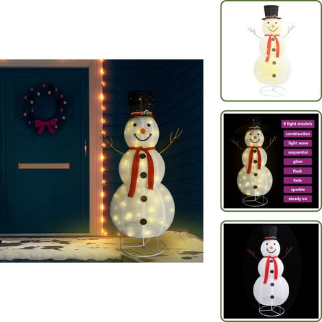 The Living Store LED-Schneemann Weihnachtsfigur Luxus-Stoff 180 cm - Weihnachtsdeko (1/5)