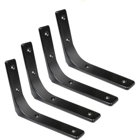 Escuadras de Fijación a la Pared, Soporte de Ángulo en Metal, 250 mm x 200 mm, Acabado Negro Brillante (1/4)