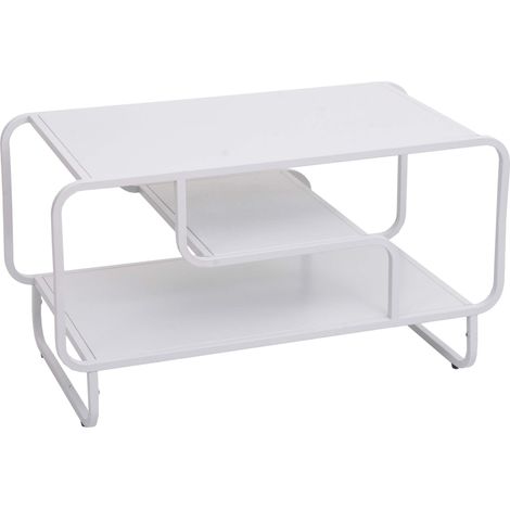 Table basse HWC-O49 table de salon style industriel 3 tablettes métal 45 x 80 x 40 cm - blanc (1/5)