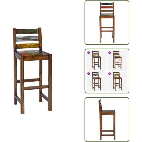 Tabourets de bar lot de 2 bois massif de récupération - Chaises De Bar - Tabourets De Bar - Meubles Vintage - Mobilier Design - Cuisine (1/5)