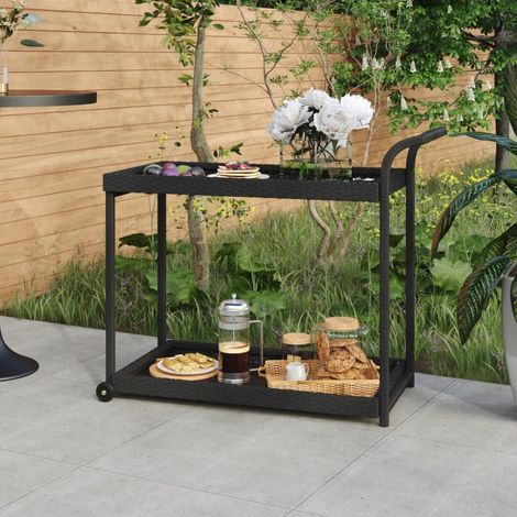 Carrito de bar ratán sintético negro 100x45x83 cm vidaXL