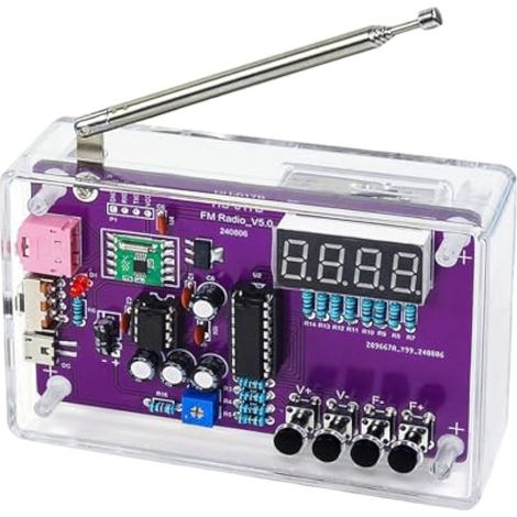 Kit radio FM, kit d'entraînement à la soudure, kit de soudure électronique, kit récepteur module radio 87-108 MHz (avec étui) (1/5)