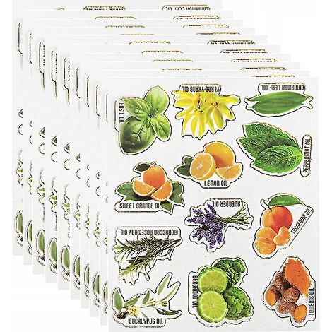 10 feuilles d'autocollants pour flacons d'huiles essentielles (1/3)