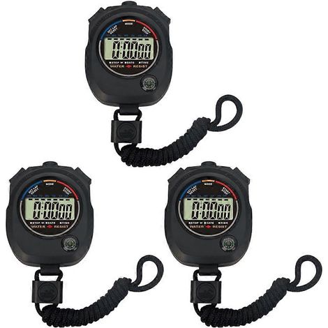 Chronomètre numérique de sport, design simple pour les athlètes, 8,30 x 6,50 x 2,30 cm, lot de 3 (1/5)