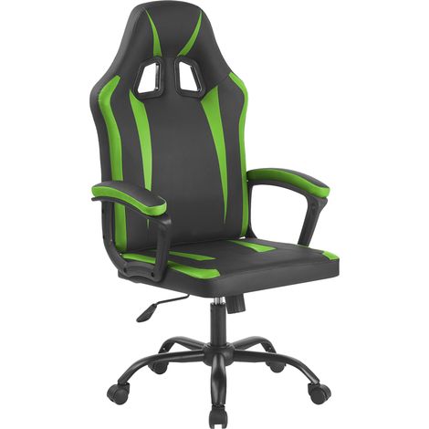 Sedia Gaming Adulto Professionale SimilPelle Reclinabile Con Braccioli Poltrona Ufficio Regolabile in Altezza Pistone Gas Gamer Portata 150 Kg Verde