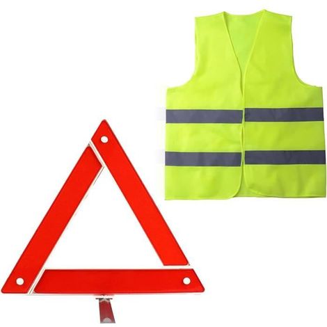 2In1 Kit Gilet Jaune Et Triangle De Signalisation, Pliable Triangles De Signalisation Pour Auto, Haute Visibilité Gilet Jaune[u1187]