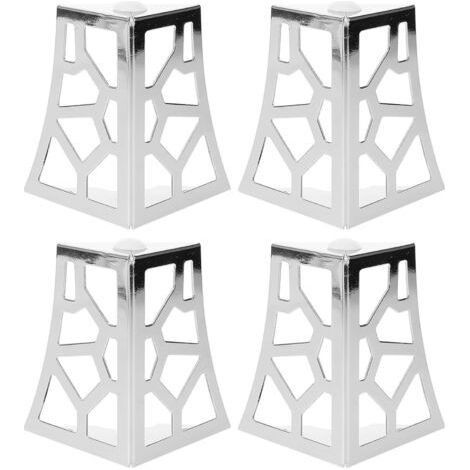 Set mit 4 verchromten Metall-Möbelfüßen, 10 cm, dekoratives Lochmuster, stabile Stützen für Kommoden, Couchtische und Sofas, Ersatzzubehör für Innenmöbel