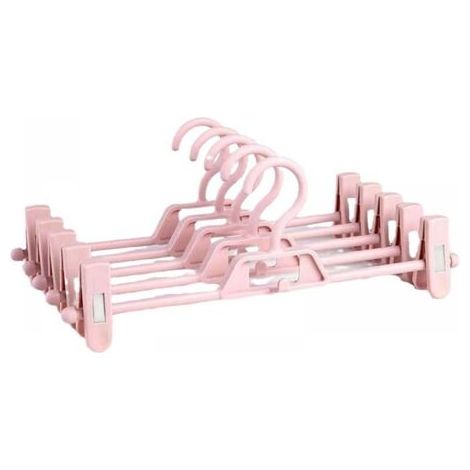 Lot de 10 cintres roses pour pantalons. peu encombrants. avec pinces antidérapantes. parfaits pour les enfants et les adultes. (1/5)