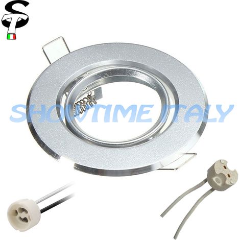 Portafaretto da incasso regolabile per lampadina spot led Cromo Satinato STI
