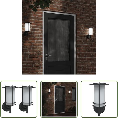 Éclairage extérieur - Appliques murales d'extérieur 2 pcs noir acier inoxydable (1/5)