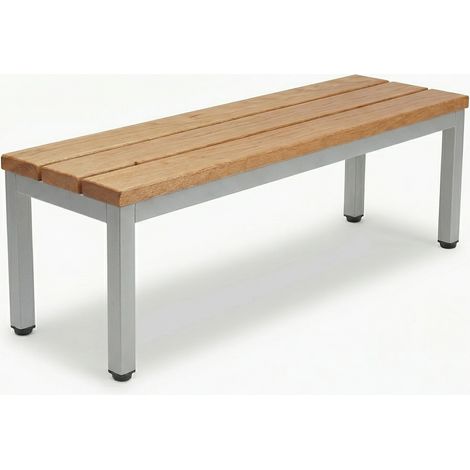 PROVOST - Banc en bois massif pour vestiaires - Assise en lattes vernis et vérins de réglage (1/4)