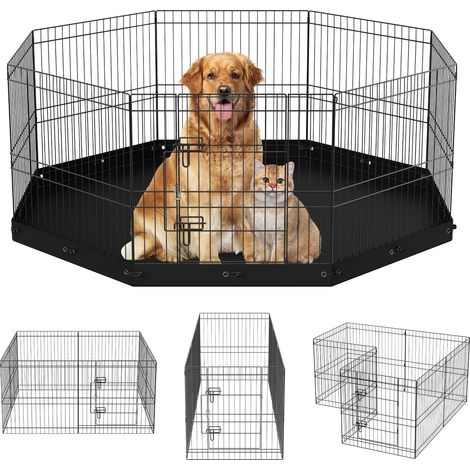 Parc pour Chien 61 cm Enclos Lapin Chat Chiot avec Tapis Clôture pour Animaux de Compagnie de Petite et Moyenne Taille 8 Panneaux Grillagés Pliants en Métal pour Jeux Extérieur Intérieur Camping (1/5)