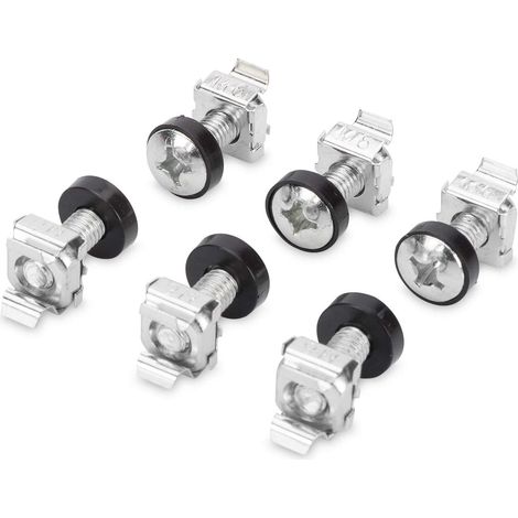 Viti e dadi a gabbia M6 - Set da 50 pezzi - Per mobili da 19" e 10" - Viti, rondelle e dadi per mobili - Argento