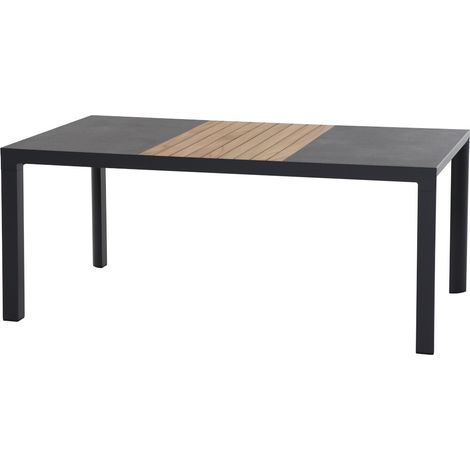 Siena Garden Gartentisch Lugano 180x100 cm anthrazit/Teak Terrassentisch P03401
