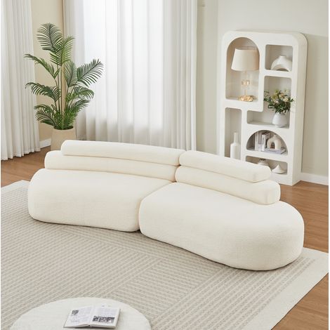 Sofá modular de chenilla con diseño redondeado sin esquinas, sofá de 3 piezas para salón y dormitorio - beige (1/5)