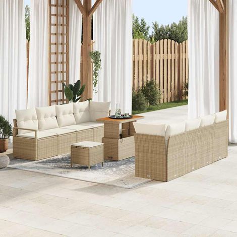 Conjunto de sofá de jardín Beige y Crema 90 x 55 x 71 cm vidaXL (1/5)
