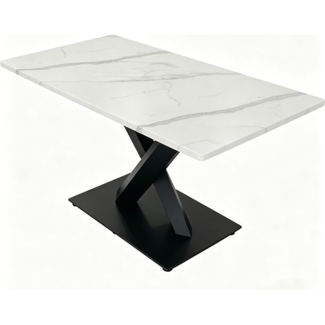 Tavolo da pranzo rettangolare moderno 160 x 80 x 75 cm MDF e metallo bianco e nero (1/5)