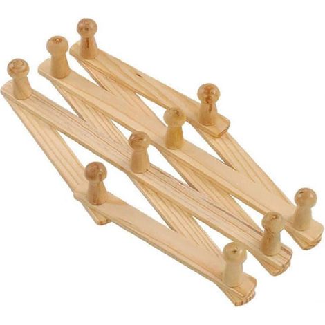 Crochets accordéon rétractables muraux en bois naturel, porte-manteaux, crochets de penderie, crochets de porte rétractables (1/5)