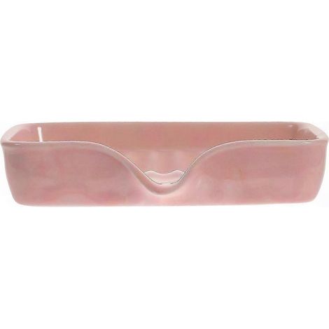 Seifenschale aus Keramik fürs Badezimmer – Stabiler Ständer mit Abtropffläche, Rosa, 13 x 8 x 2,6 cm (1 Stück) (1/2)