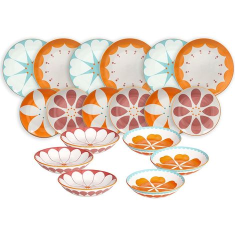 Tognana Servizio Tavola Moon Madame 18 Pz Porcellana Multicolor