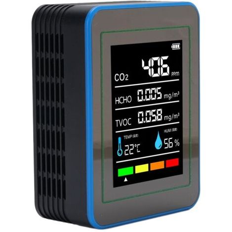 Fabater Détecteur d'humidité de Température Confortablement 5 en 1 CO2 TVOC HCHO Mesurer le Dispositif pour bébé Chambre Nurery (noir et bleu) (1/5)