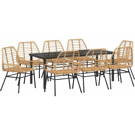 Maison Exclusive - Set da Pranzo per Giardino 9 pcs Marrone polyrattan