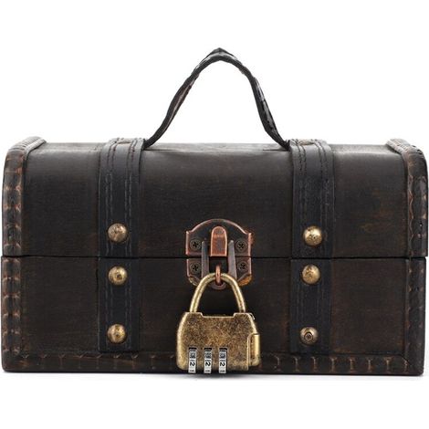 Portagioie vintage in legno con serratura: elegante contenitore per anelli e orecchini, dal design retrò e funzionale.