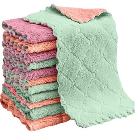 12er Set Mikrofaser Geschirrtücher Ultra Saugfähige Waschlappen Küchenhandtücher Putzlappen (Gemischt)