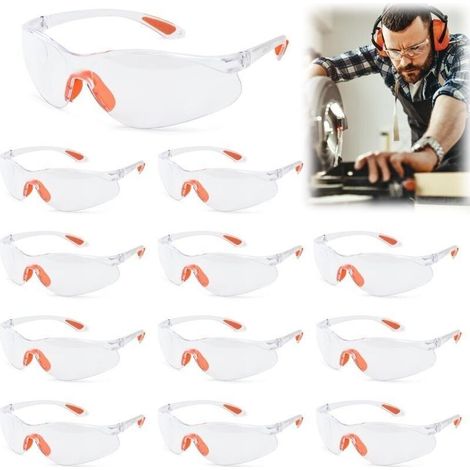 Lunettes de protection transparentes anti-rayures – Lot de 12 – Norme EPI – Conçues pour sécurité industrielle et travaux de laboratoire (1/5)