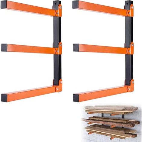 étagère en Bois à 3 Niveaux, 2 Pièces étagère de Rangement Murale pour Bois de Cheminée étagères Pliantes pour Le Rangement Support Rangement de Garage pour échelle Vélos Planche (1/5)