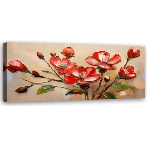 Tableau déco Plantes à fleurs rouges 90x30 (1/5)