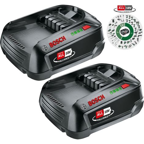 Bosch Green 18v PBA 18v 2.5Ah W-A Lithium Battery Power For All - Twin Pack (1/5)
