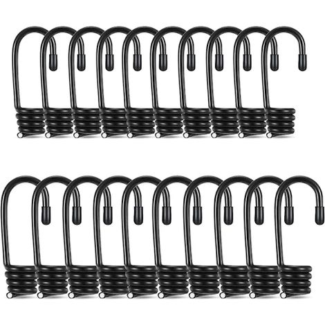 Filiyano-Lot de 20 crochets pour sandows à revêtement noir, pour câbles de 6,35 mm et 9,52 mm. (1/5)