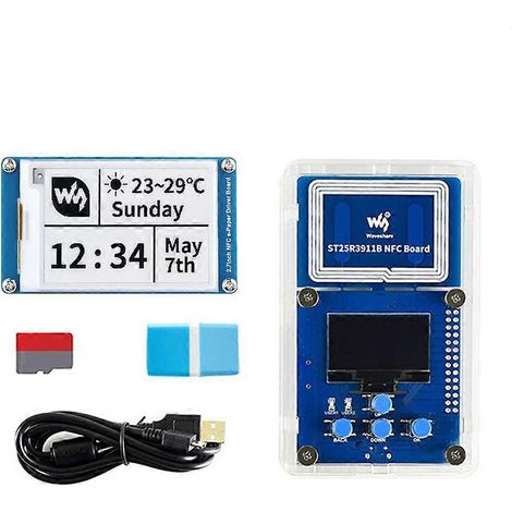 Waveshare 2,7-Zoll-E-Paper-Bildschirmmodul-Kit mit passivem NFC-Lesegerät und NFC-Tag-Panel mit geringem Stromverbrauch für intelligente Etiketten und Beschilderung (1/5)