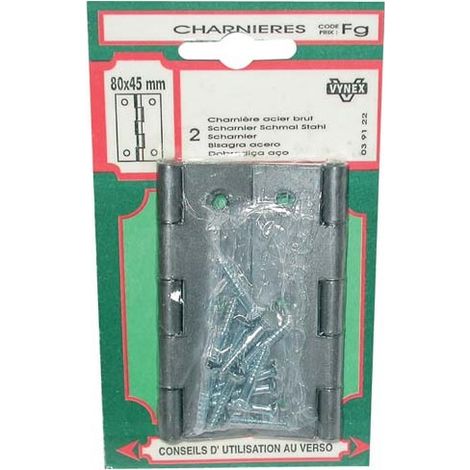 Charniere Acier 60x35mm 2 Pce - Vynex (1/2)