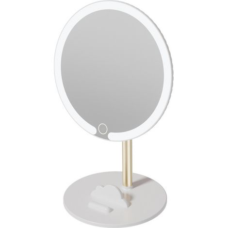 Schminkspiegel mit integrierter LED-Beleuchtung, Kosmetikspiegel mit 3-farbiger Dimmfunktion, perfekt für Badezimmer- und Kosmetikbeleuchtung.