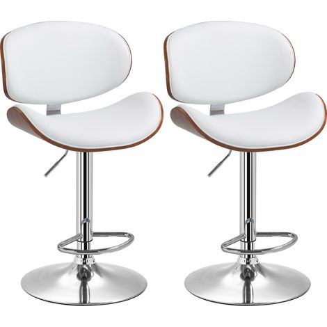 Lot de 2 chaises de bar CRUISE blanc et bois (1/5)